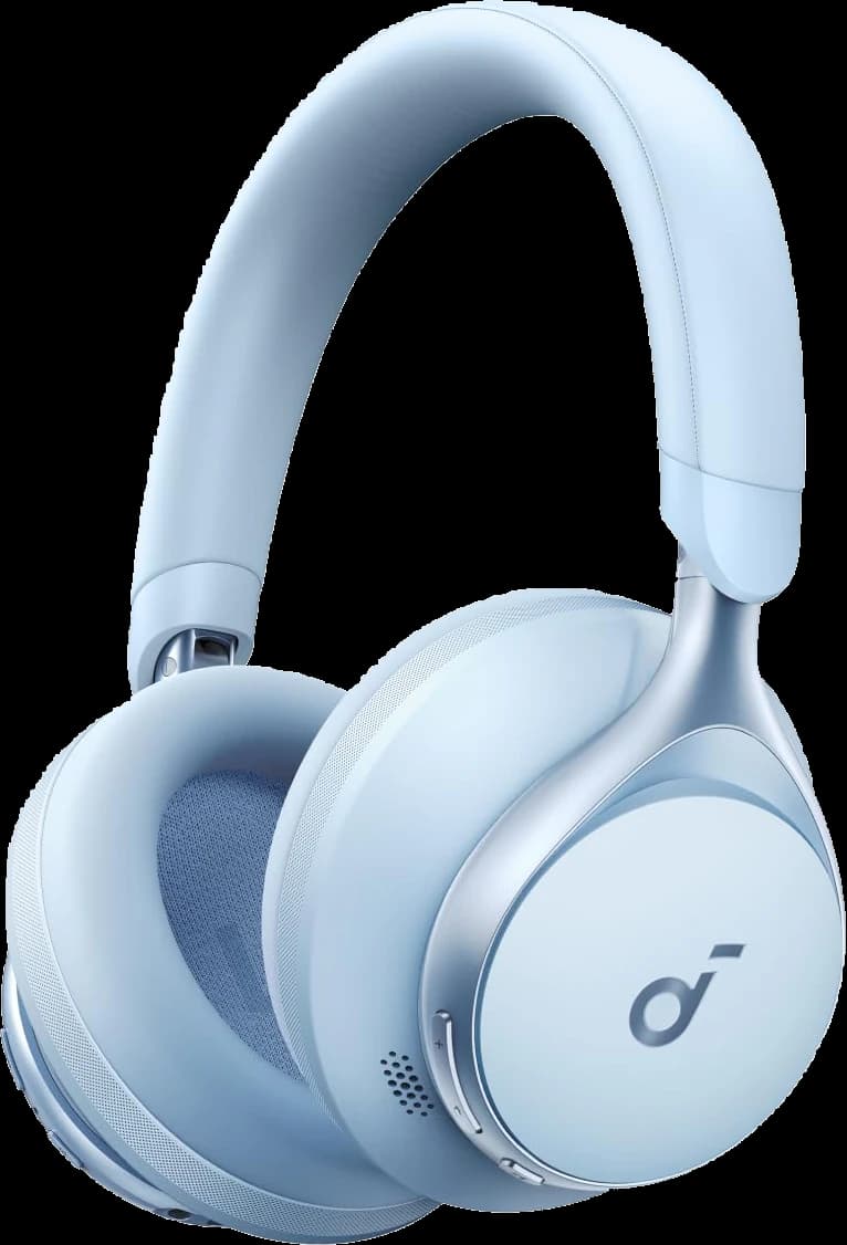Soundcore Space One noise-cancelling headphones in sky blue