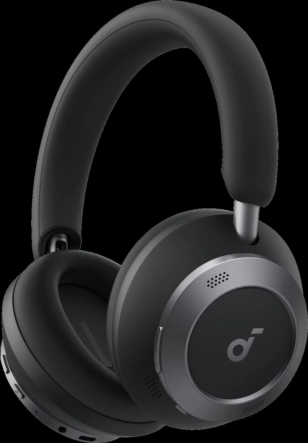 Soundcore Space One Pro over-ear noise-cancelling headphones in jet black, three-quarter view