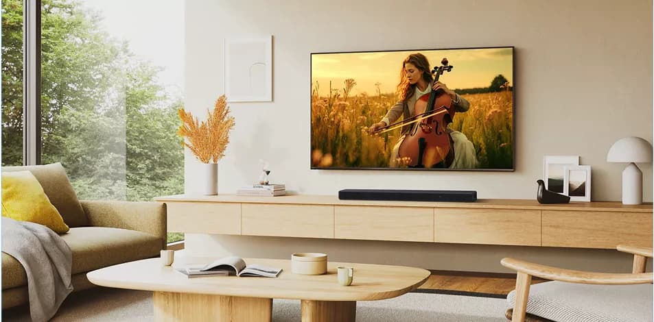 Sony BRAVIA 5 on a media console in a living room